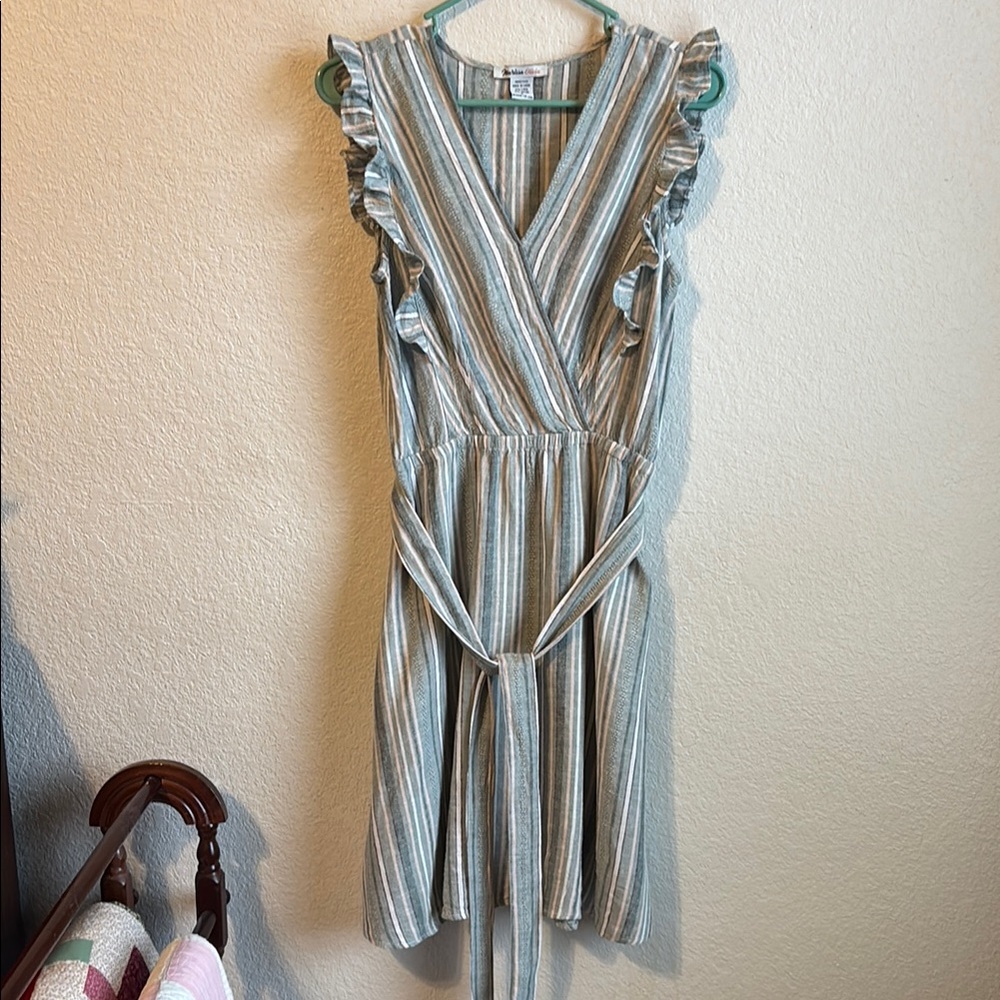 Marissa Olivia Striped Ruffle Sleeve Dress